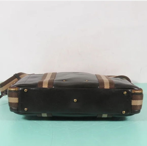 SOLD MCM 2way Leather Document Notebook Cross Shoulder Bag + Dust Bag. - Picture 6 of 10